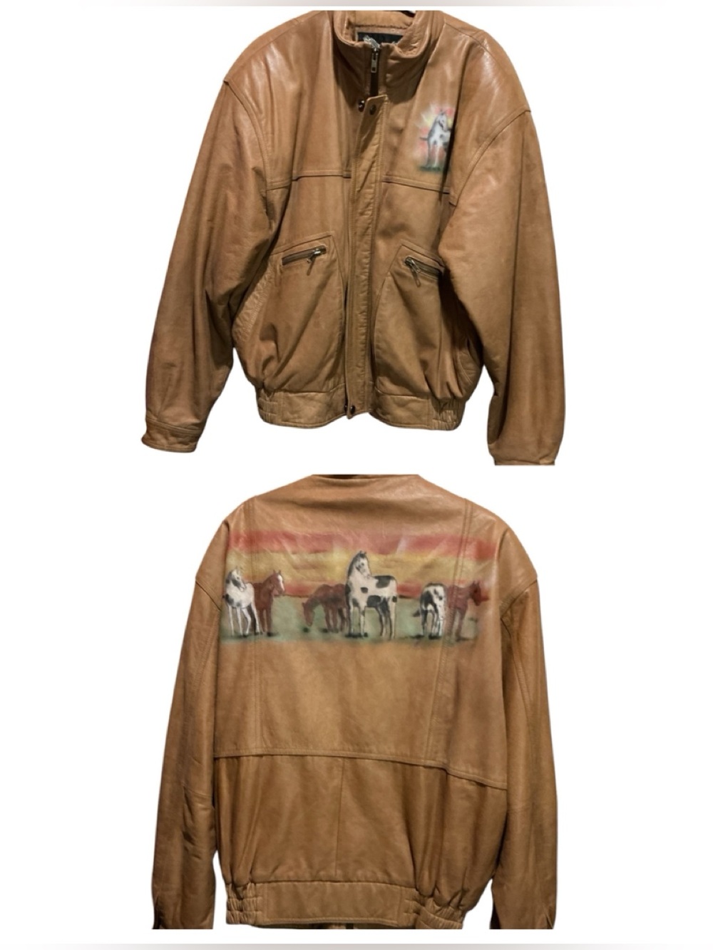 ADLER Vintage Adler Mens Leather Jacket Equestrian Western Bomber